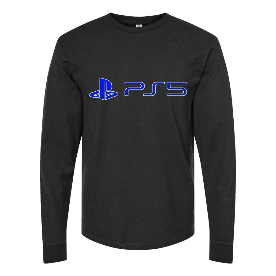 Men's ps5-official-logo-blue Long sleeves Cotton Blend T-Shirt - Black