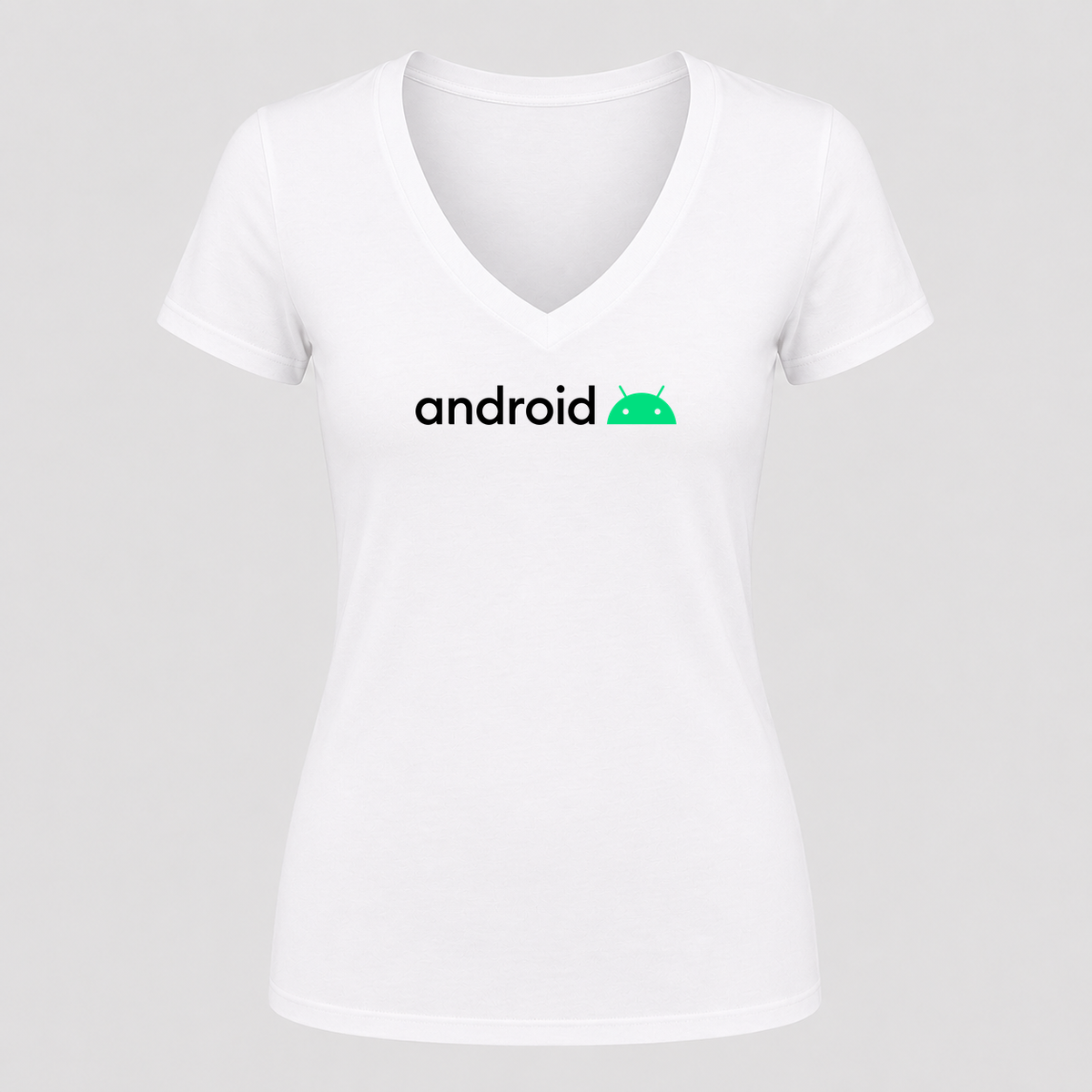 Women's Android V Neck T-Shirt in white