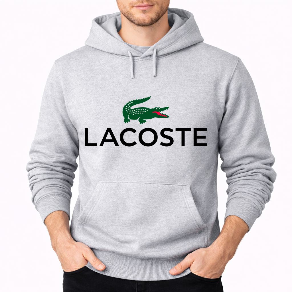 Men's Lacoste Pullover Hoodie - Gray