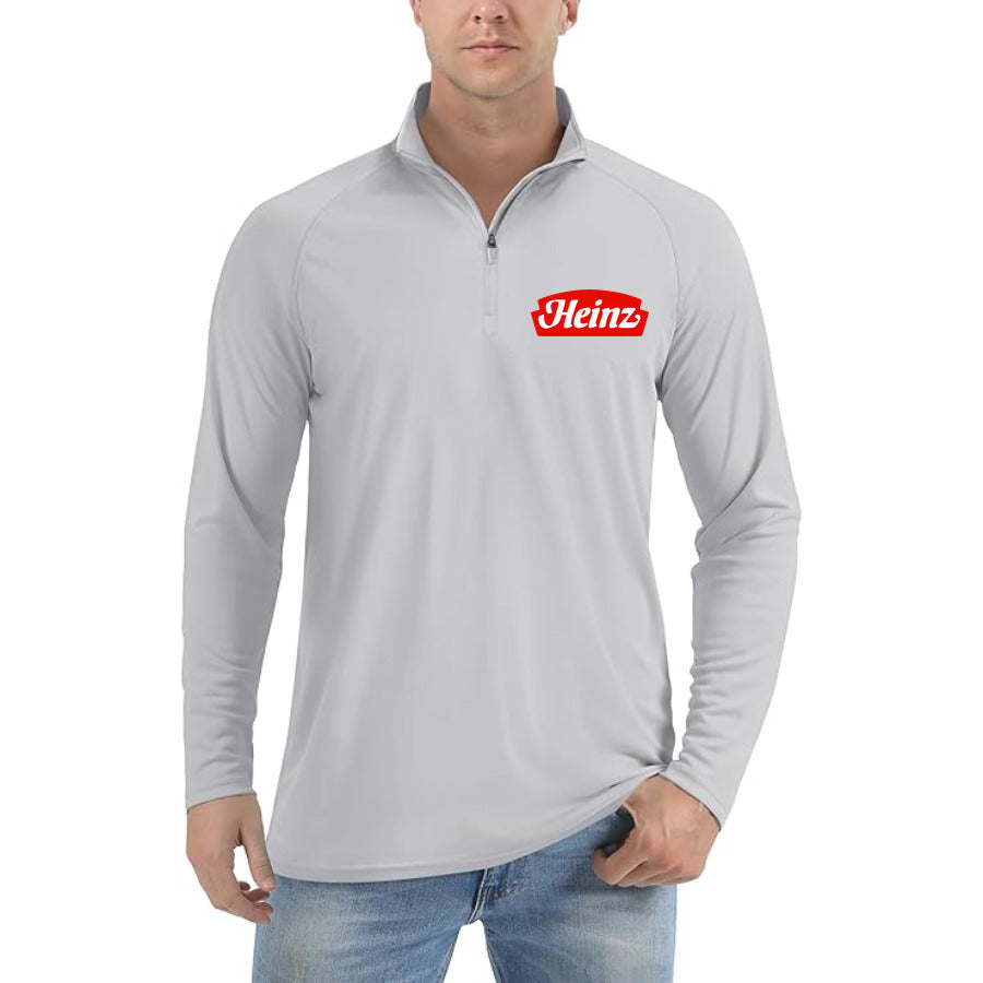 Heinz Logo food quarter-zip athletic shirt in Light Gray
