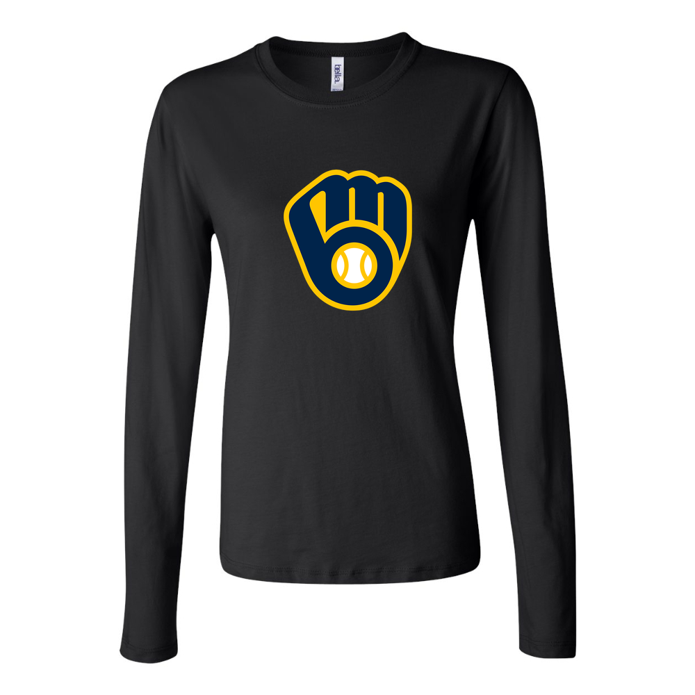 Women's Milwaukee Brewers Long Sleeve T-Shirt - Black
