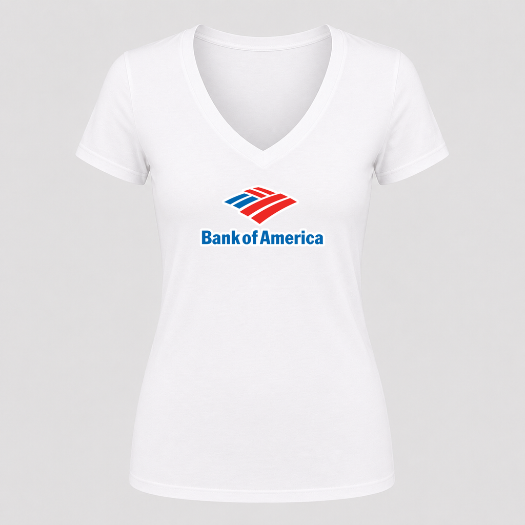 Women's Bank of America V Neck T-Shirt in white