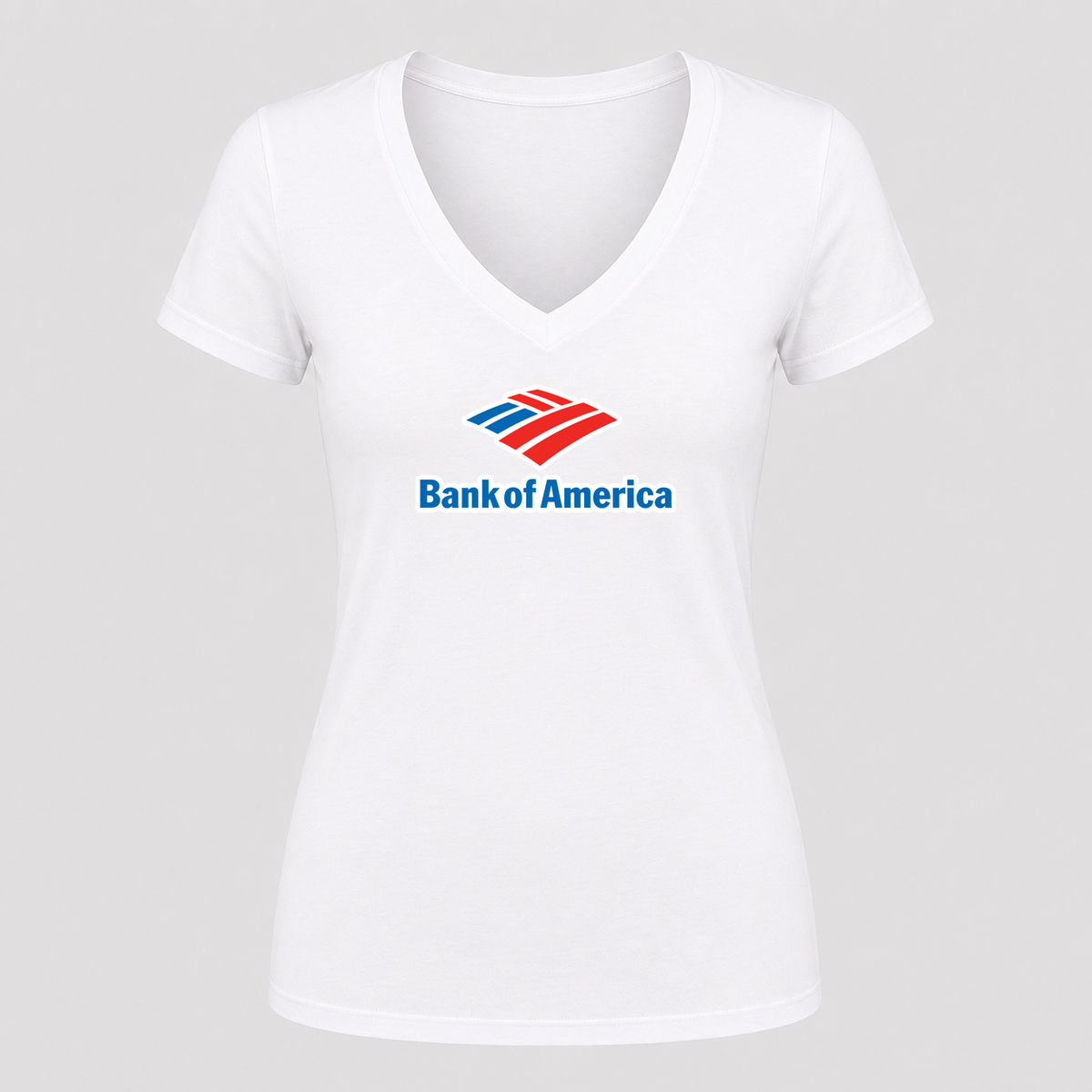 Women's Bank of America V Neck T-Shirt in white