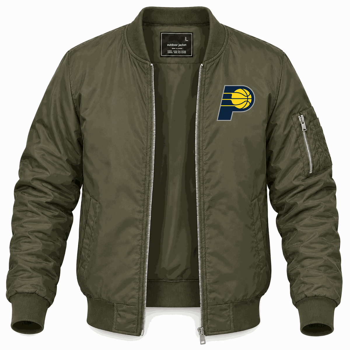 Men's Indiana Pacers Lightweight Bomber Jacket - Army Green