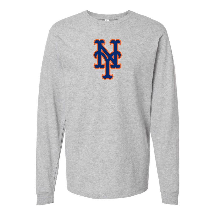 Men's New York Mets Long sleeves Cotton Blend T-Shirt - Gray