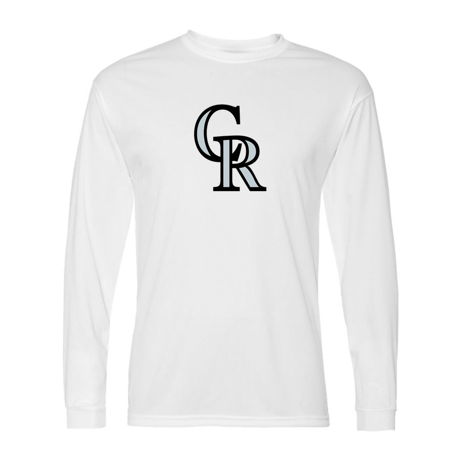 Men's Colorado Rockies Polyester Long Sleeve T-Shirt - White