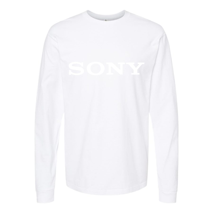 Men's Sony White Logo Long sleeves Cotton Blend T-Shirt - White