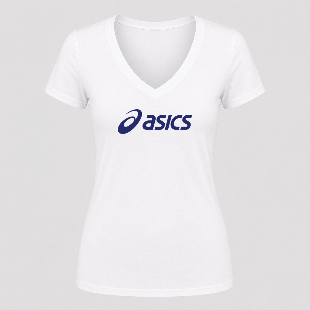 Women's ASICS V Neck T-Shirt in white