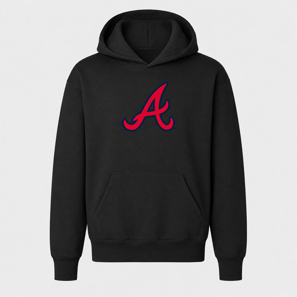 Youth Atlanta Braves Pullover Hoodie - Black