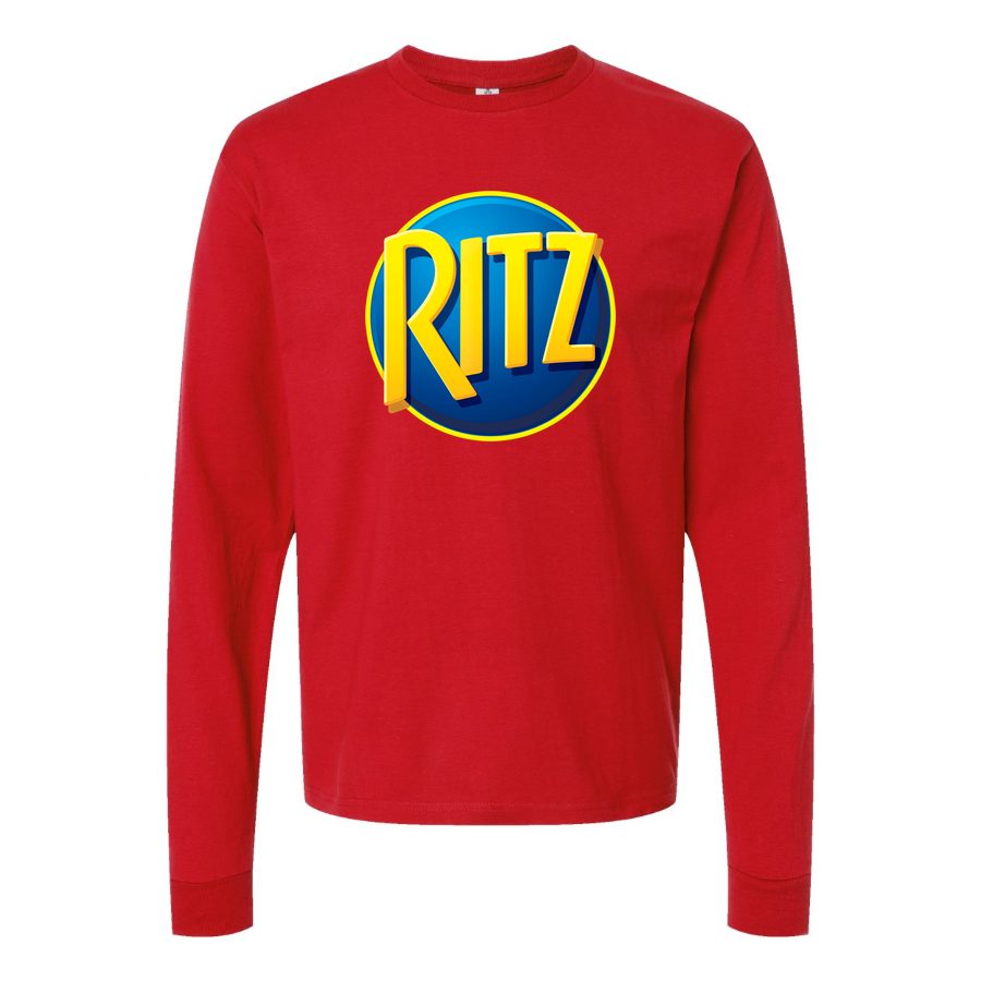 Men's Ritz-Mondelez-Logo-food-1536x864 Long sleeves Cotton Blend T-Shirt - Red