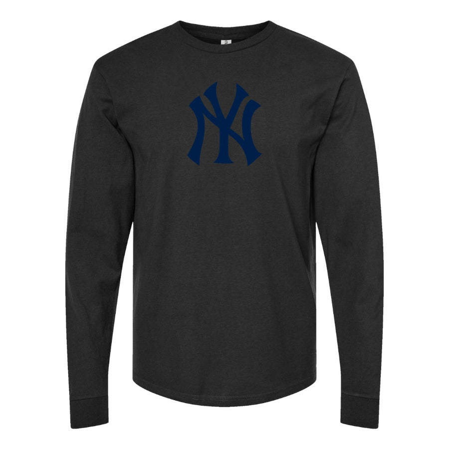 Men's New York Yankees Long sleeves Cotton Blend T-Shirt - Black