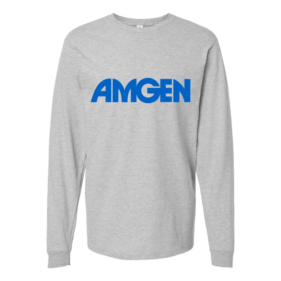 Men's Amgen-Logo-500x281-min Long sleeves Cotton Blend T-Shirt - Gray