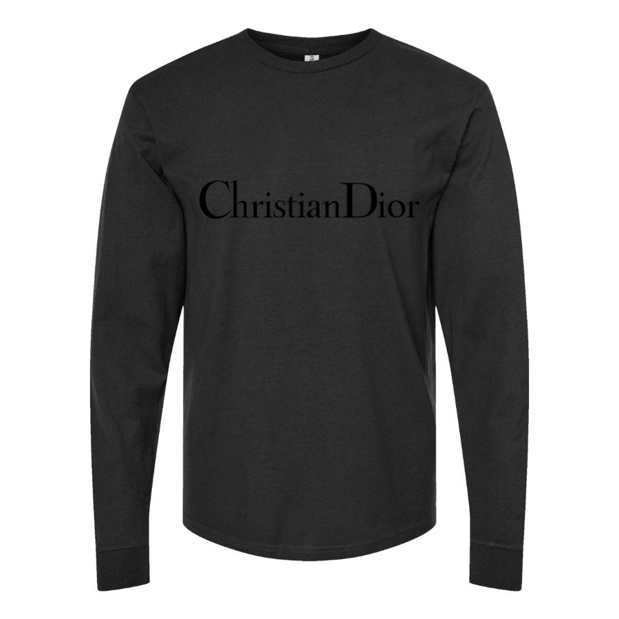 Men's Dior Logo Black Long sleeves Cotton Blend T-Shirt - Black