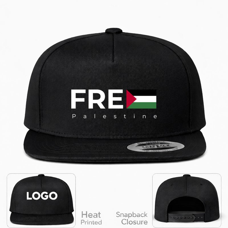 Free Palestine White Logo Snapback Hat
