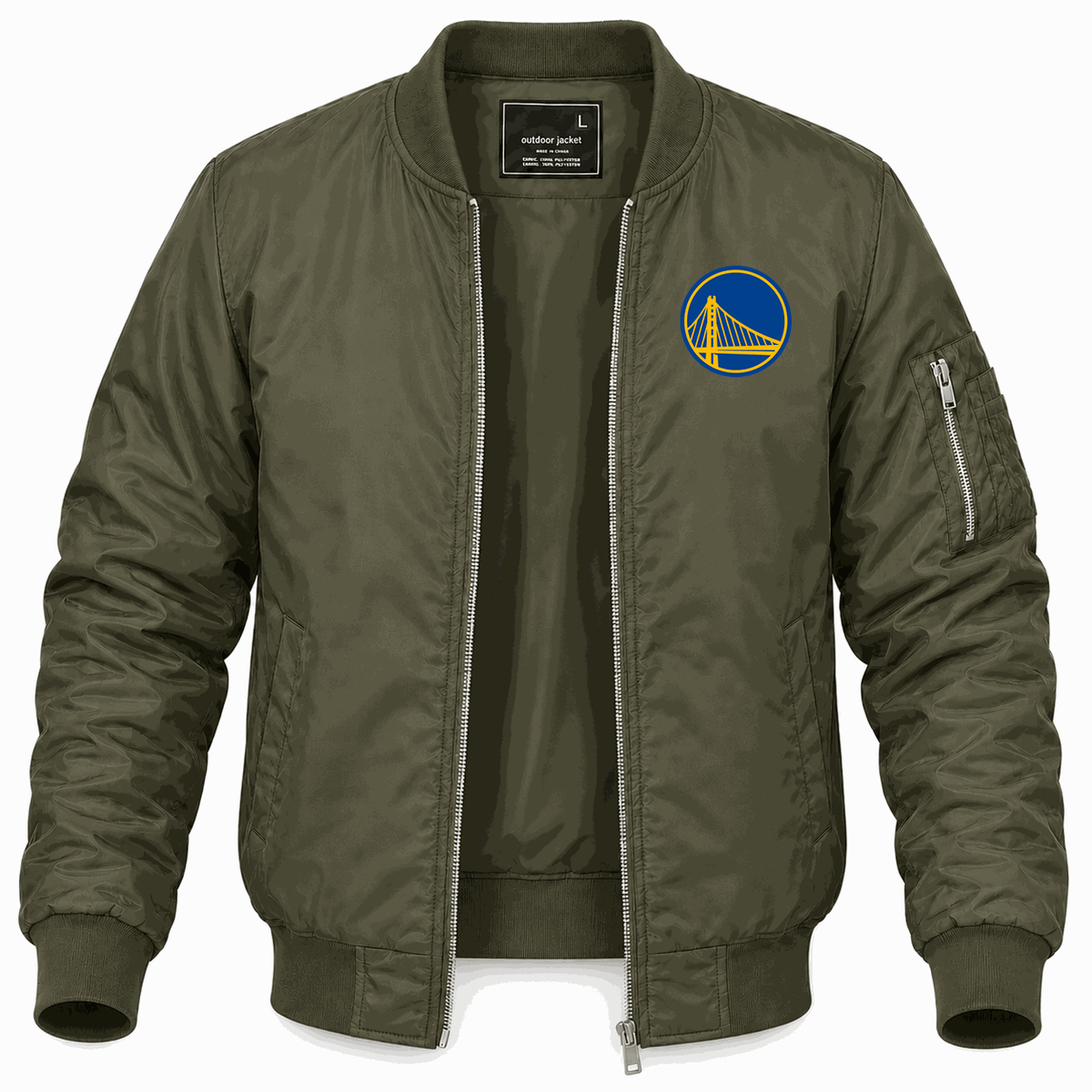 Men's Golden State Warriors Lightweight Bomber Jacket - Army Green