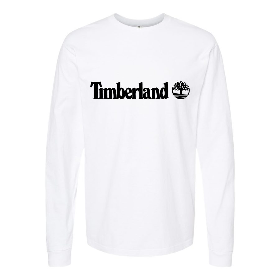 Men's Timberland-Logo-1536x864 Long sleeves Cotton Blend T-Shirt - White