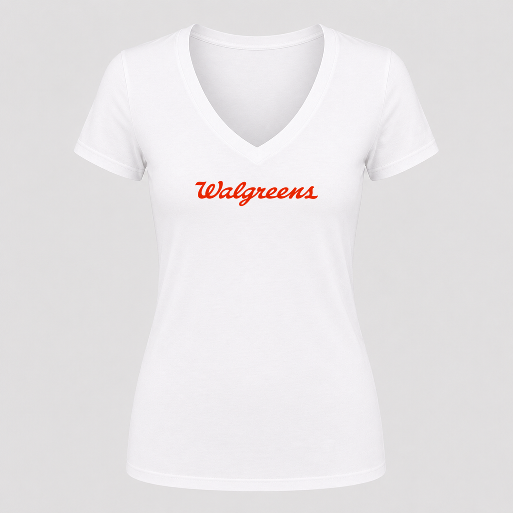 Women's Walgreens V Neck T-Shirt in white