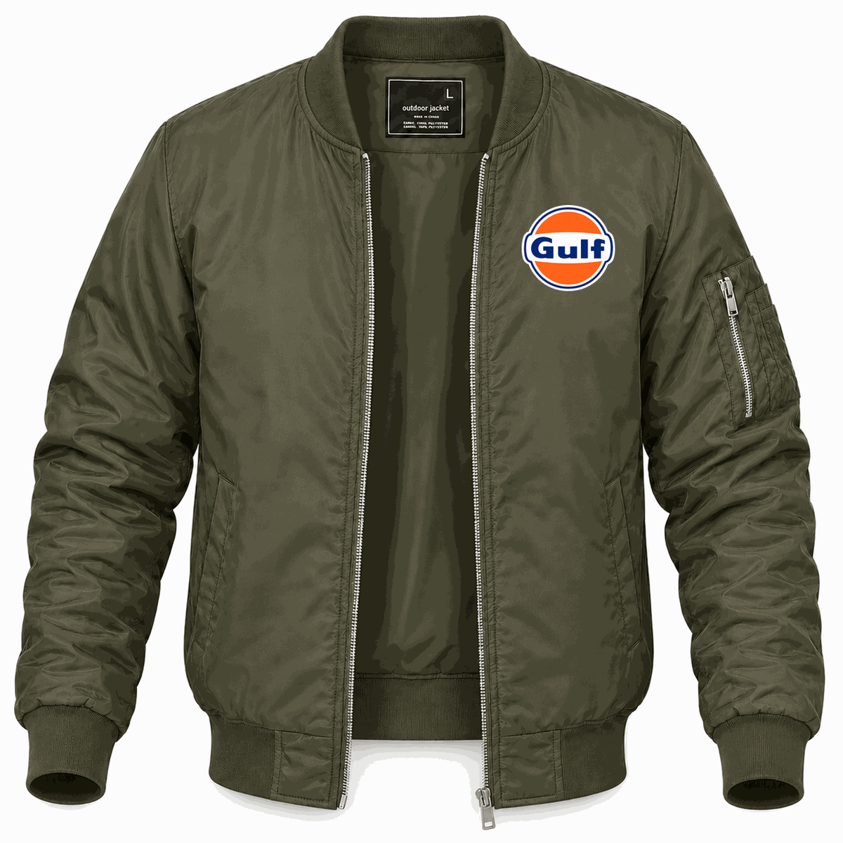 Men's Gulf Oil Lightweight Bomber Jacket - Army Green