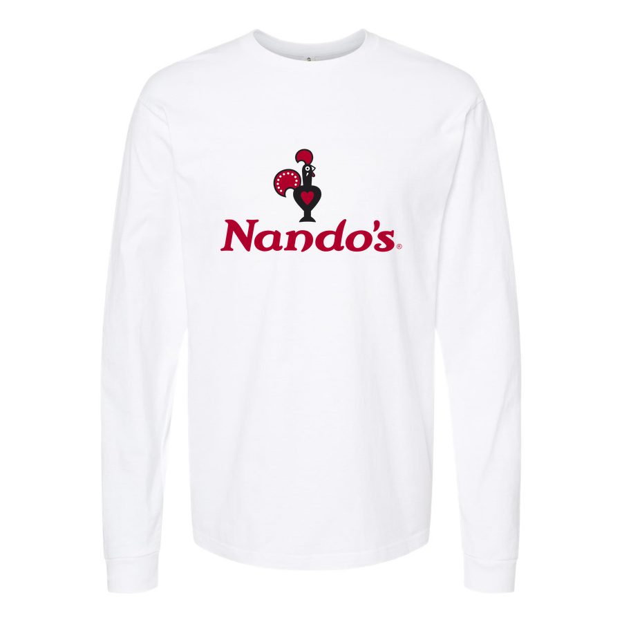 Men's Logo-Nandos-2-1536x864 Long sleeves Cotton Blend T-Shirt - White