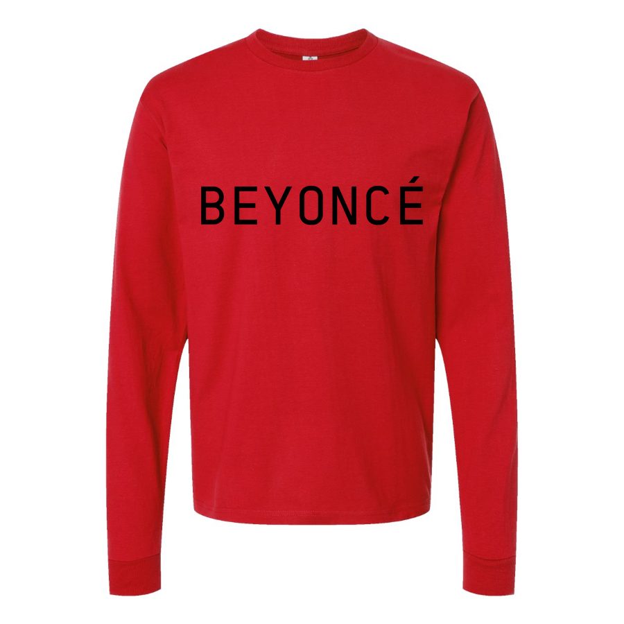 Men's Beyonce-Logo Long sleeves Cotton Blend T-Shirt - Red