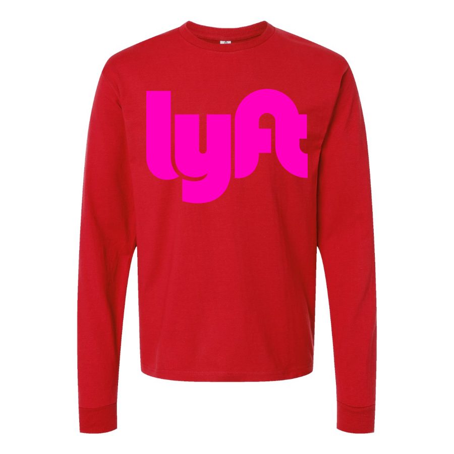 Men's Lyft pink Long sleeves Cotton Blend T-Shirt - Red