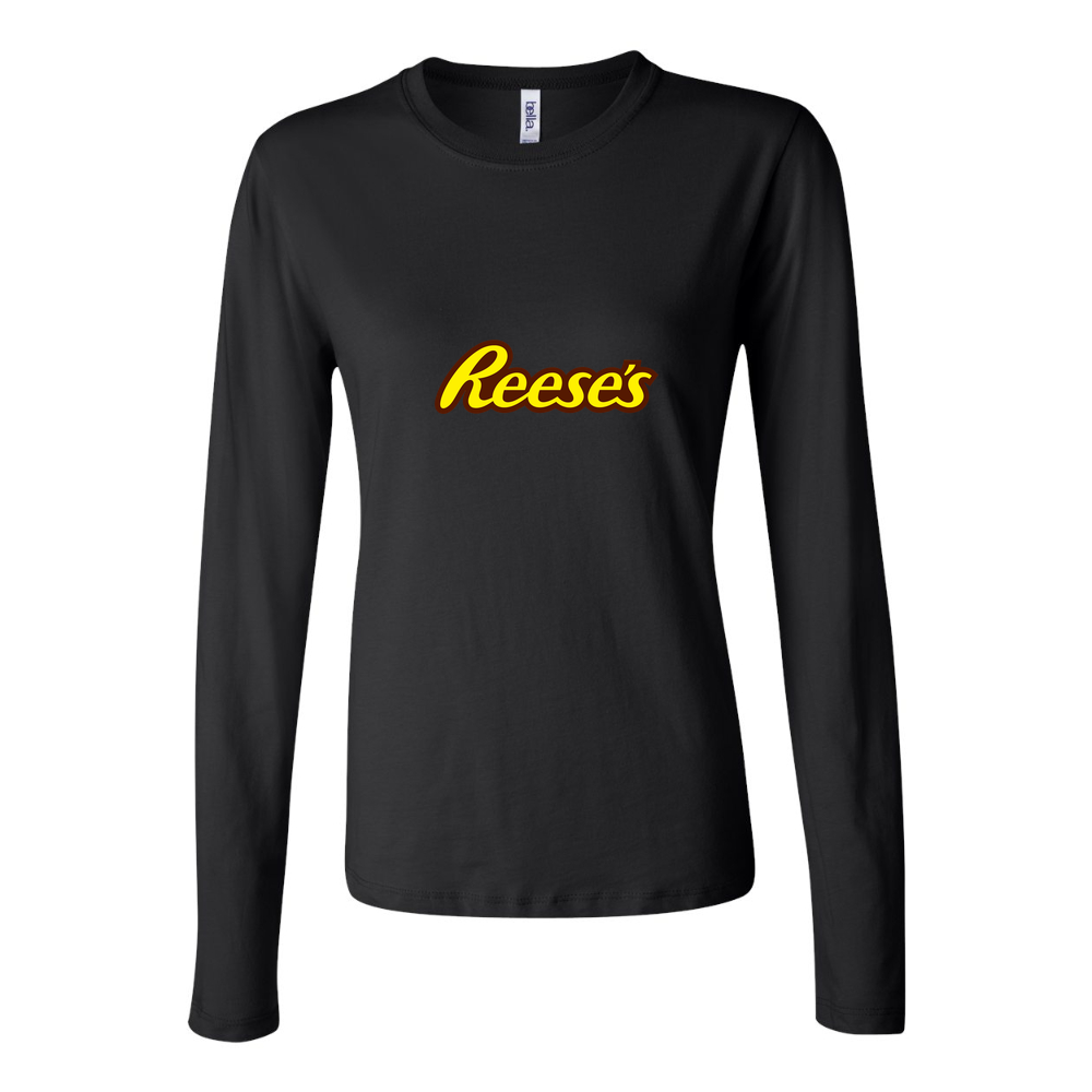 Women's Reeses Logo food 1536x864 Long Sleeve T-Shirt - Black