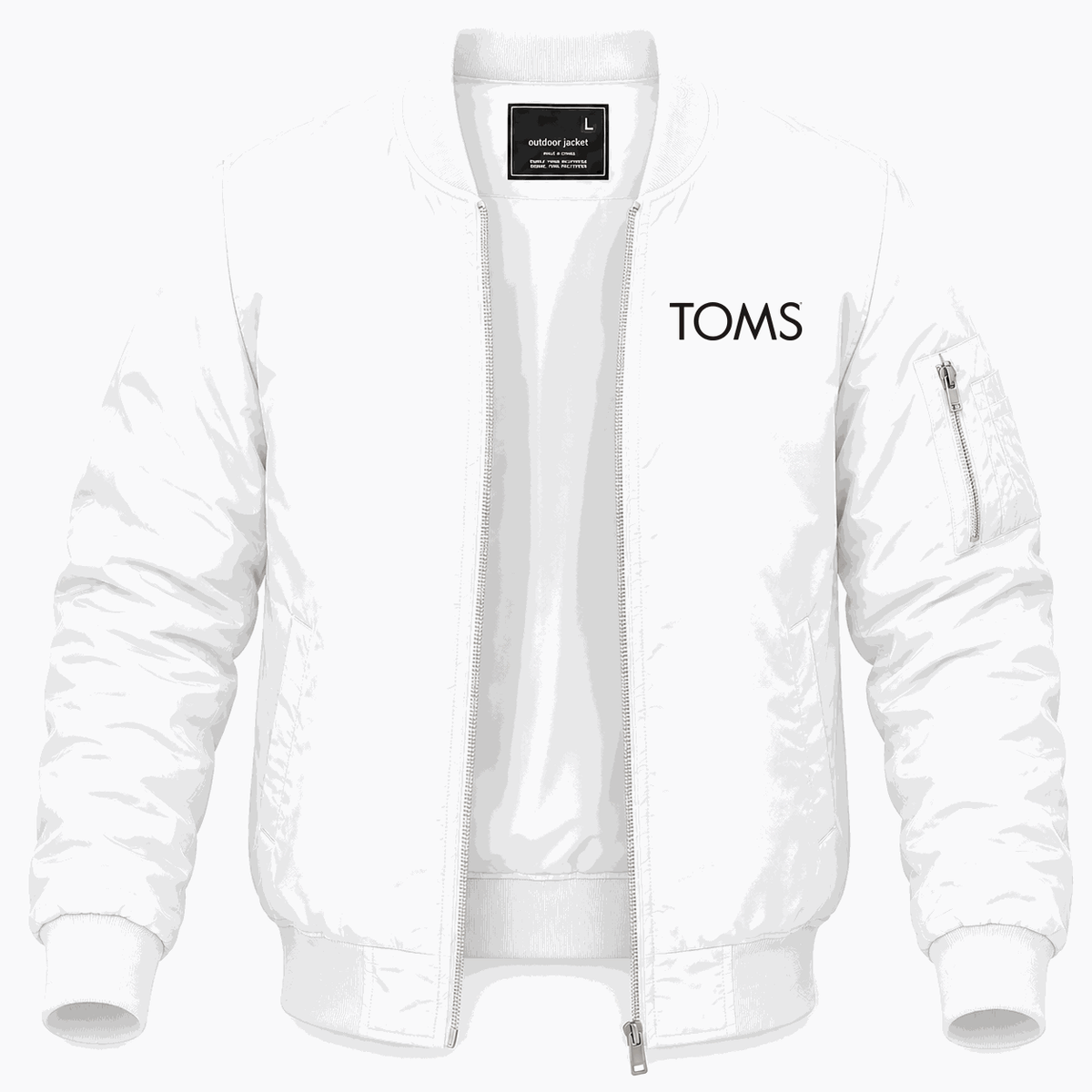 Men's Toms Lightweight Bomber Jacket - White