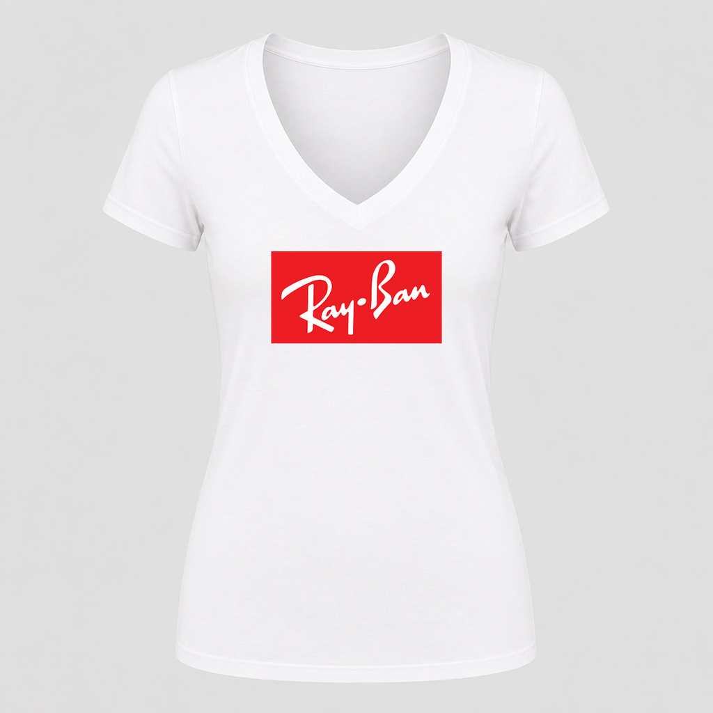 Women's Ray-Ban V Neck T-Shirt in white