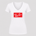 Women's Ray-Ban V Neck T-Shirt in white
