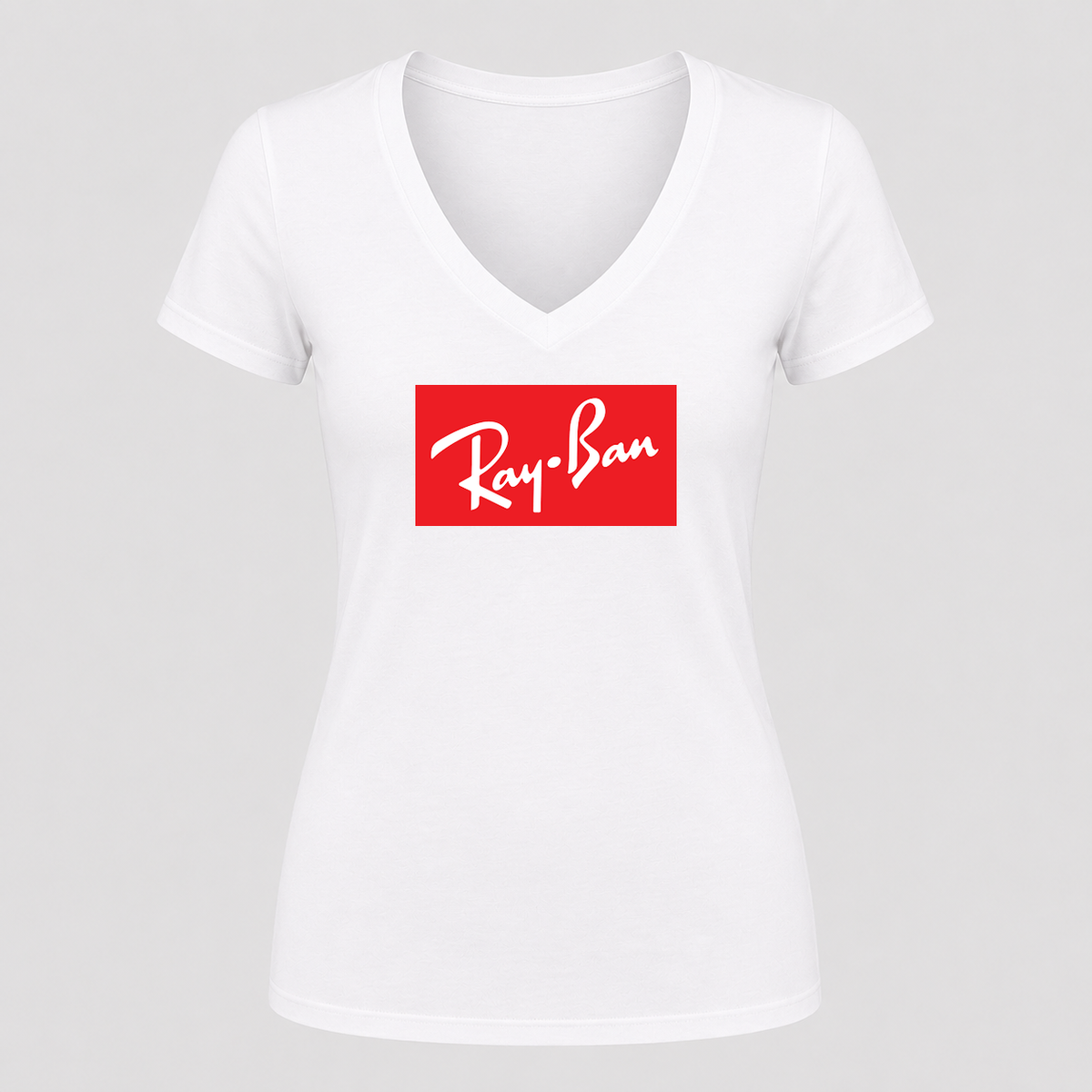 Women's Ray-Ban V Neck T-Shirt in white