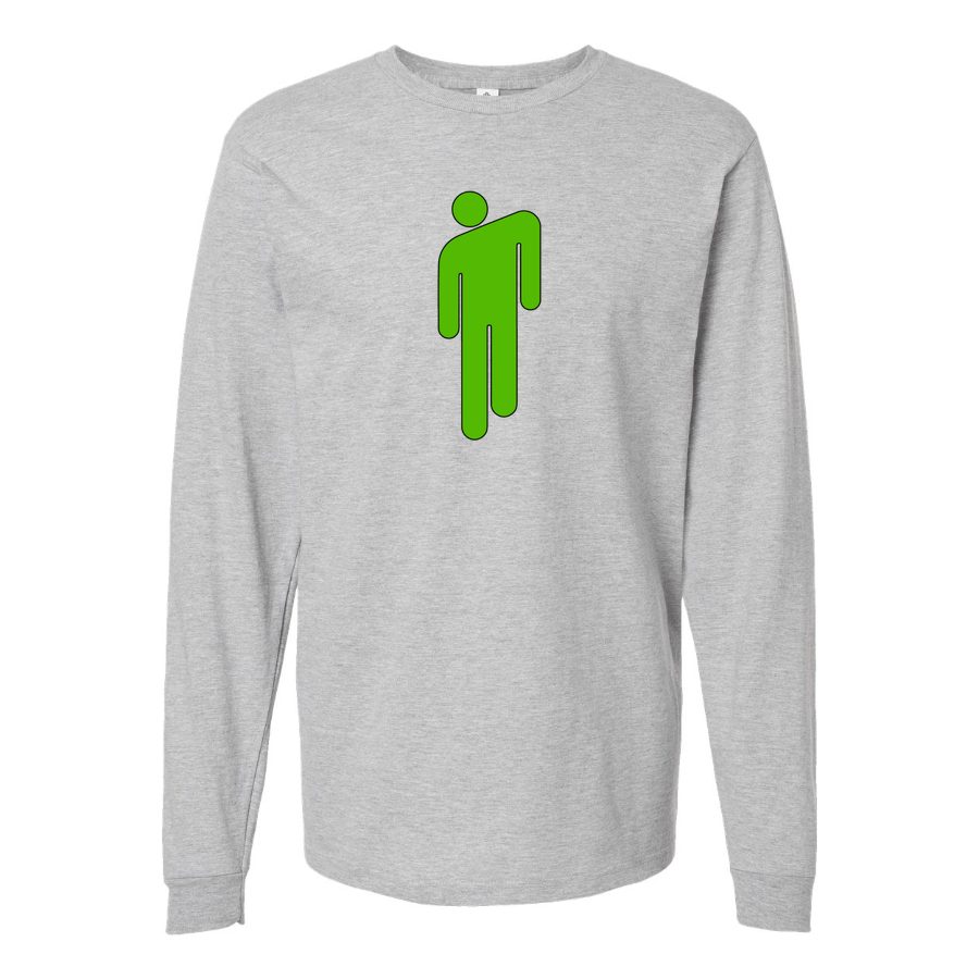 Men's Billie-Eilish-Logo-768x432 Long sleeves Cotton Blend T-Shirt - Gray