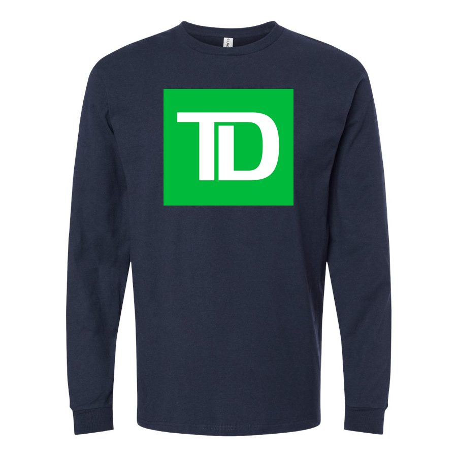 Men's TD-Bank-logo-1536x864 Long sleeves Cotton Blend T-Shirt - Navy