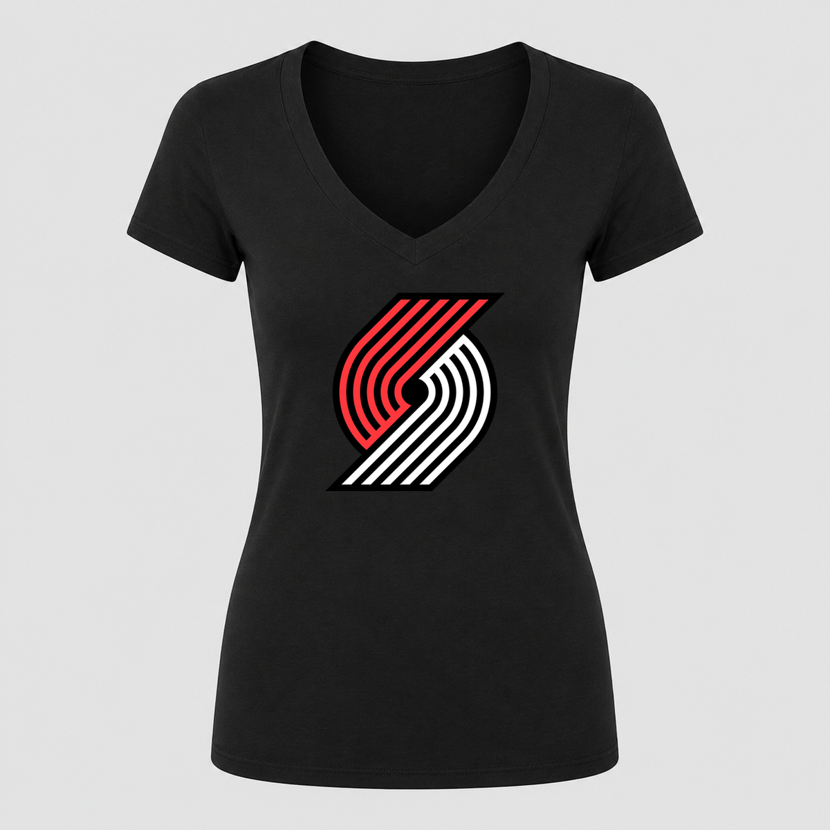 Women's Portland Trail Blazers V Neck T-Shirt in black