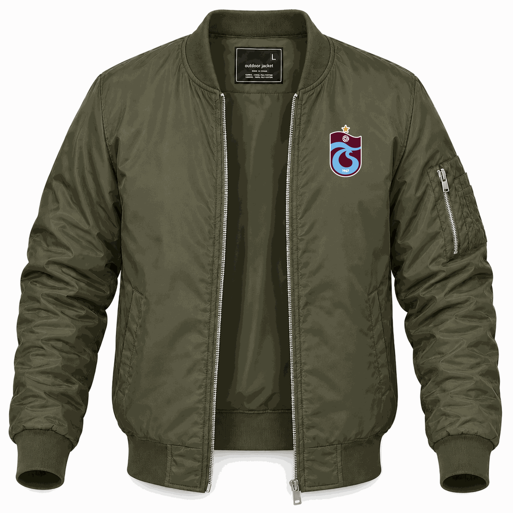 Men's Trabzonspor Soccer Logo Lightweight Bomber Jacket - Army Green