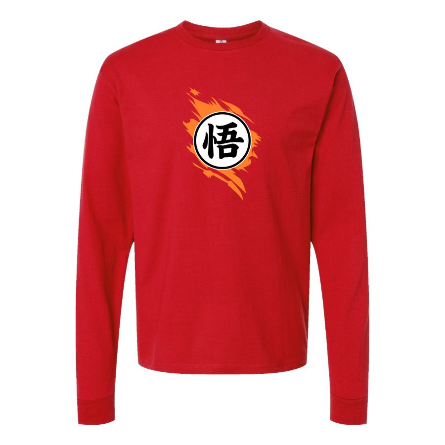 Men's Dragon Ball Z Logo Long sleeves Cotton Blend T-Shirt - Red