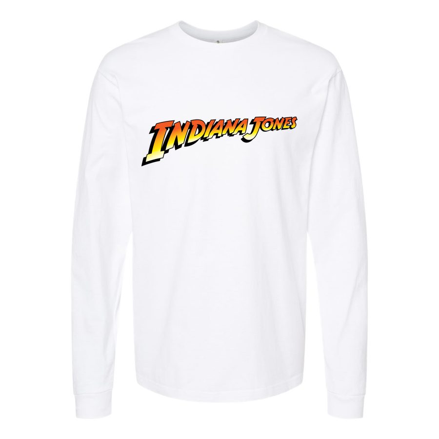 Men's Indiana Jones logo PNG1 Long sleeves Cotton Blend T-Shirt - White