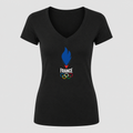 Women's France 2024 White Design V Neck T-Shirt in black