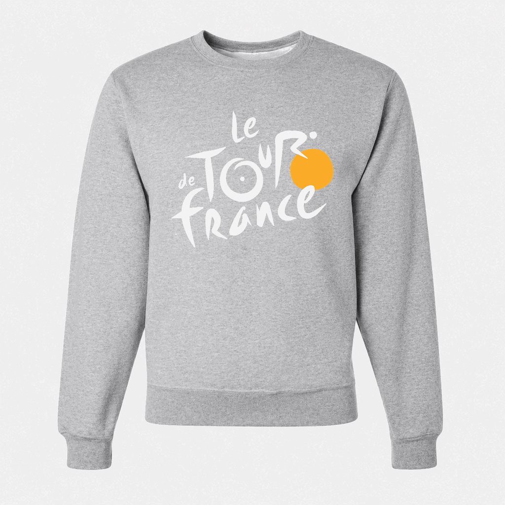 Men's Tour de France White Logo Crewneck Sweatshirt - Gray