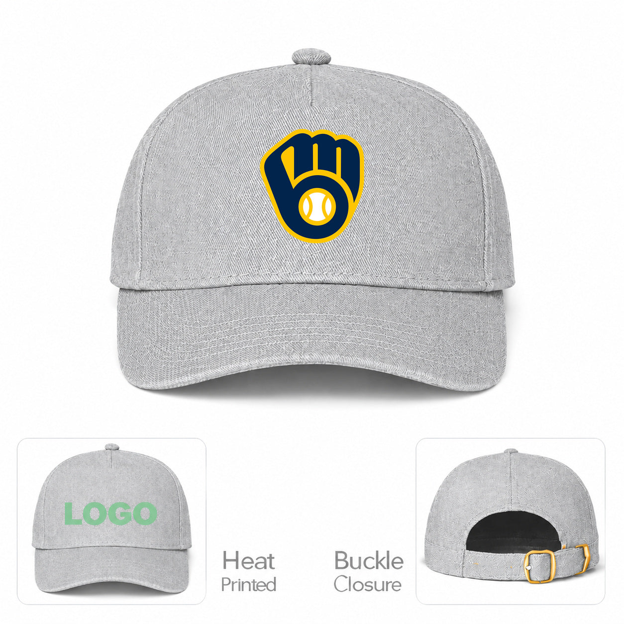 MLB Milwaukee Brewers Baseball Cap Hat - Gray