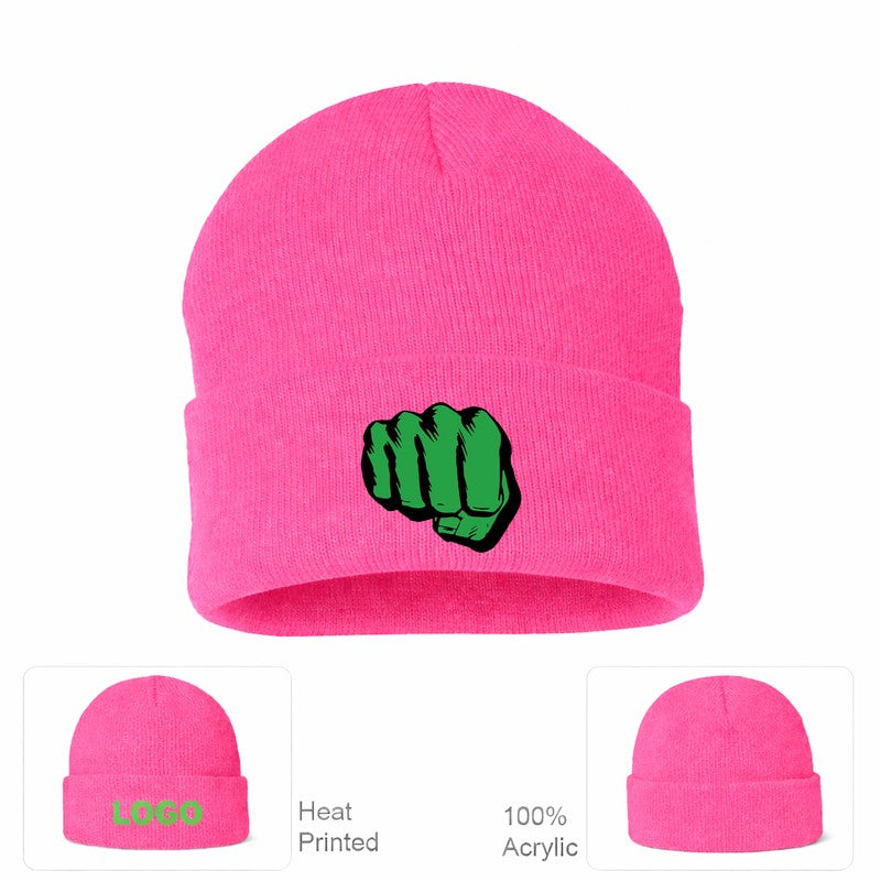 Hulk Punch Beanie Hat - Pink
