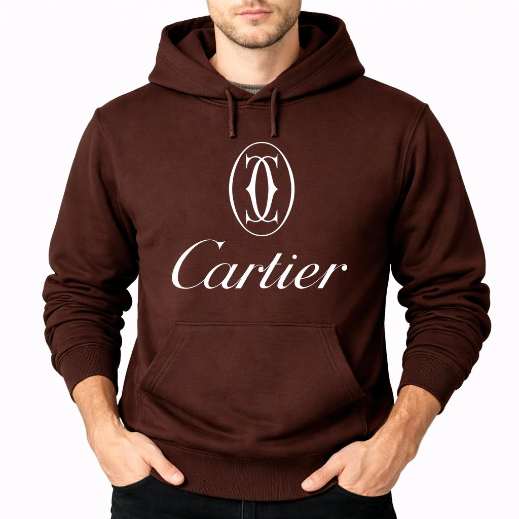 Men's Cartier White Pullover Hoodie - Brown