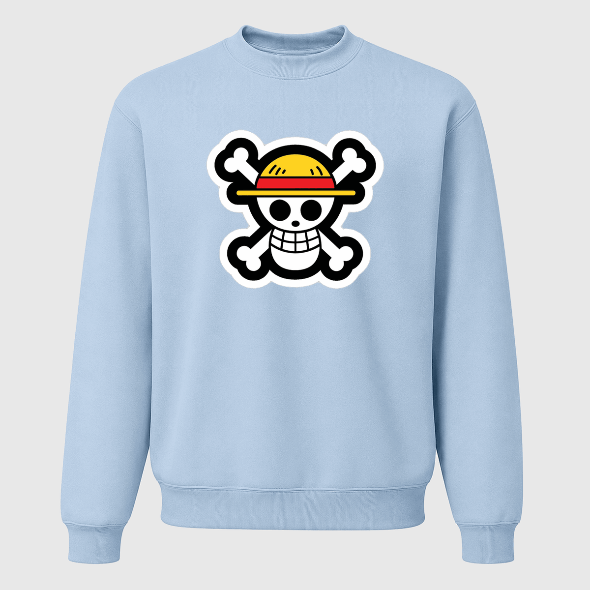 Men's Straw Hat Luffy Crewneck Sweatshirt - Sky Blue