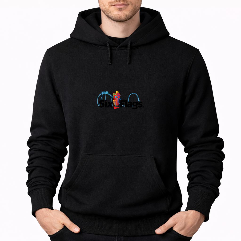 Men's Six Flags Pullover Hoodie - Black