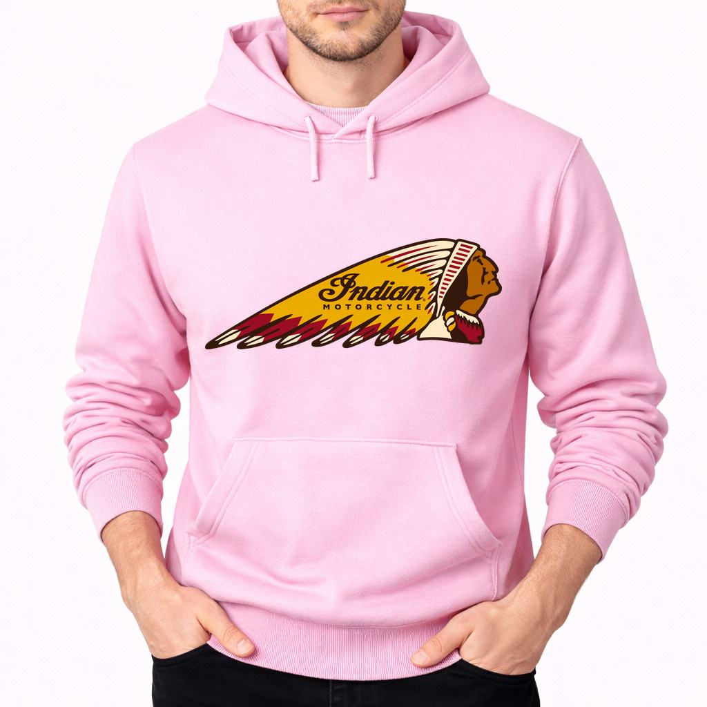 Men's Indian Motorcycle Pullover Hoodie - Pink