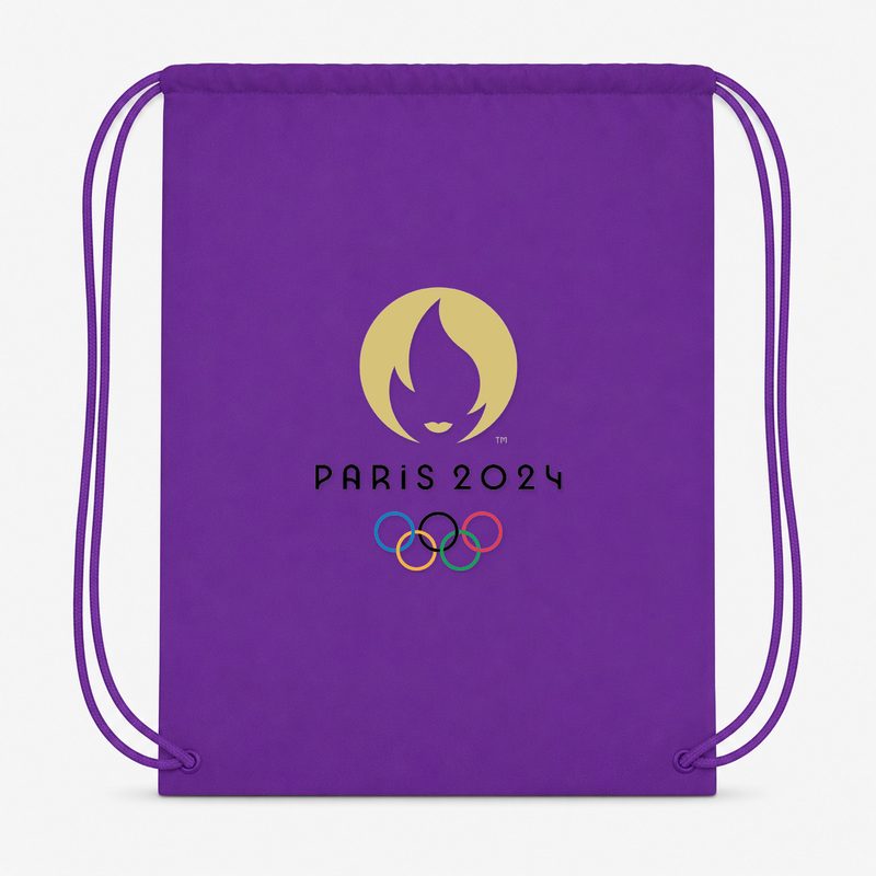 Olympics 2024 Paris Black Drawstring Bag - Purple