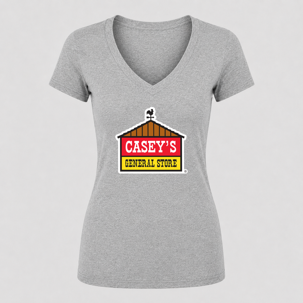 Women's Casey's General Stores V Neck T-Shirt in gray