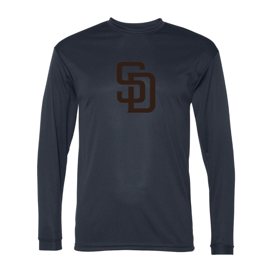 Men's San Diego Padres Polyester Long Sleeve T-Shirt - Navy