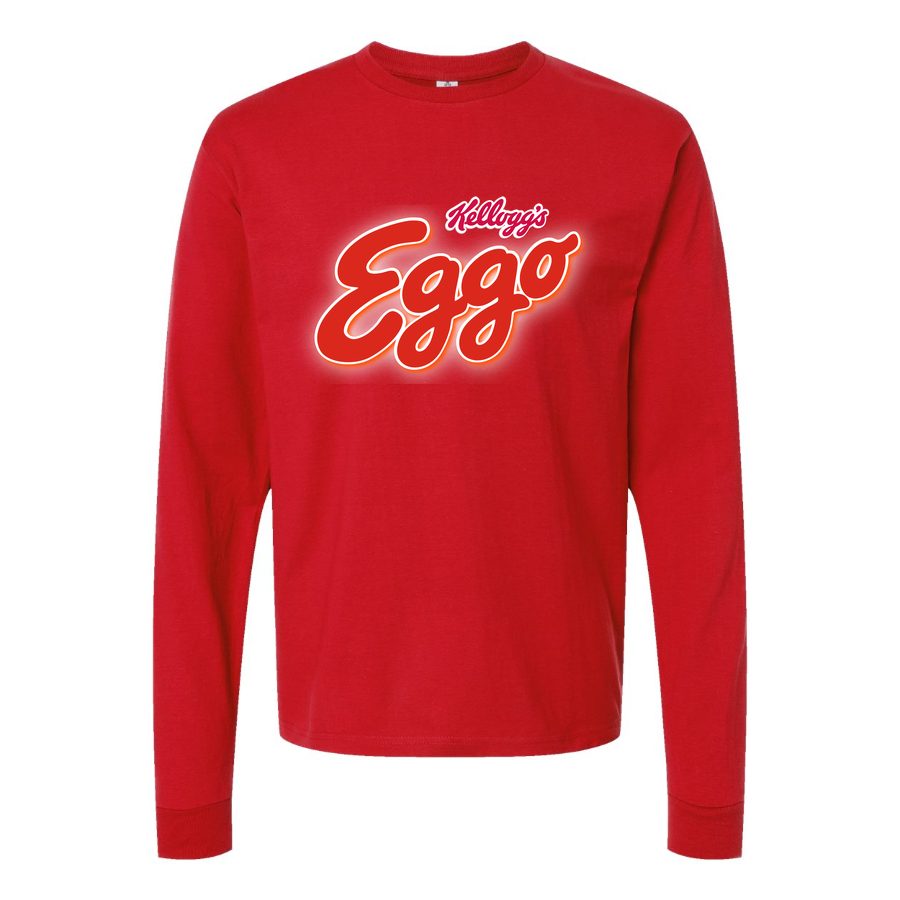 Men's Eggo-Kelloggs-Logo-food Long sleeves Cotton Blend T-Shirt - Red