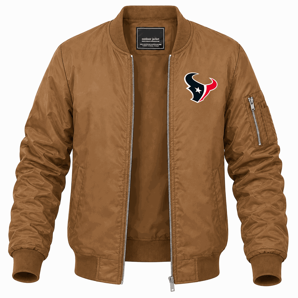 Men's Houston Texans Lightweight Bomber Jacket - Brown