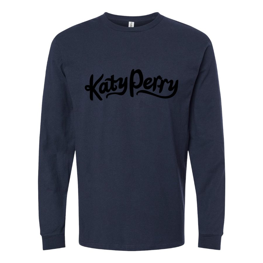 Men's Katy-Perry-Logo Long sleeves Cotton Blend T-Shirt - Navy